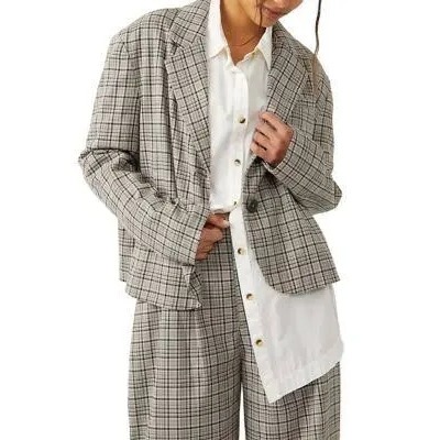 NWOT FREE PEOPLE Cali Plaid Blazer In Dust Combo size M