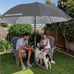 NWT Sport-Brella8' Premiere Umbrella with Freestand Base and Auger for Sand Grey
