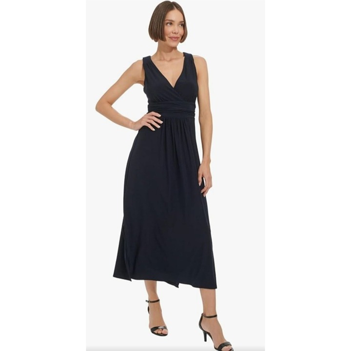 Tommy Hilfiger Womens Sleeveless Black Empire Waist Dress Size 6 MSRP 119 midi