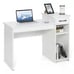 Home Office Computer Desk White Study Desk Laptop Table w/Drawer & Storage Shelf