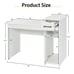 Home Office Computer Desk White Study Desk Laptop Table w/Drawer & Storage Shelf