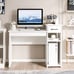 Home Office Computer Desk White Study Desk Laptop Table w/Drawer & Storage Shelf