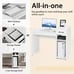 Home Office Computer Desk White Study Desk Laptop Table w/Drawer & Storage Shelf