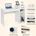 Home Office Computer Desk White Study Desk Laptop Table w/Drawer & Storage Shelf