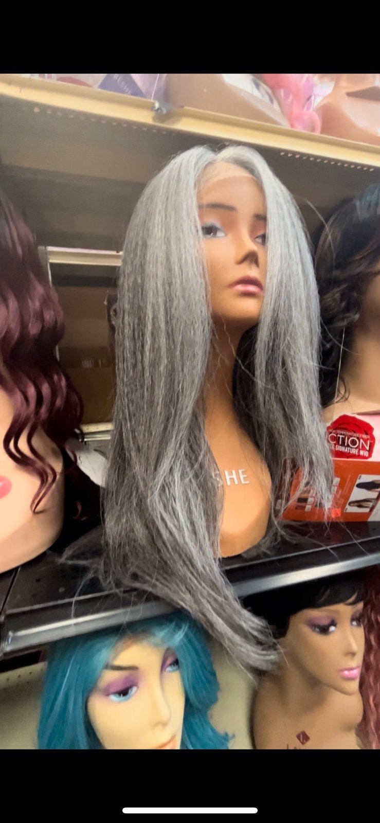 Grey Human Hair Blend Lace front wig