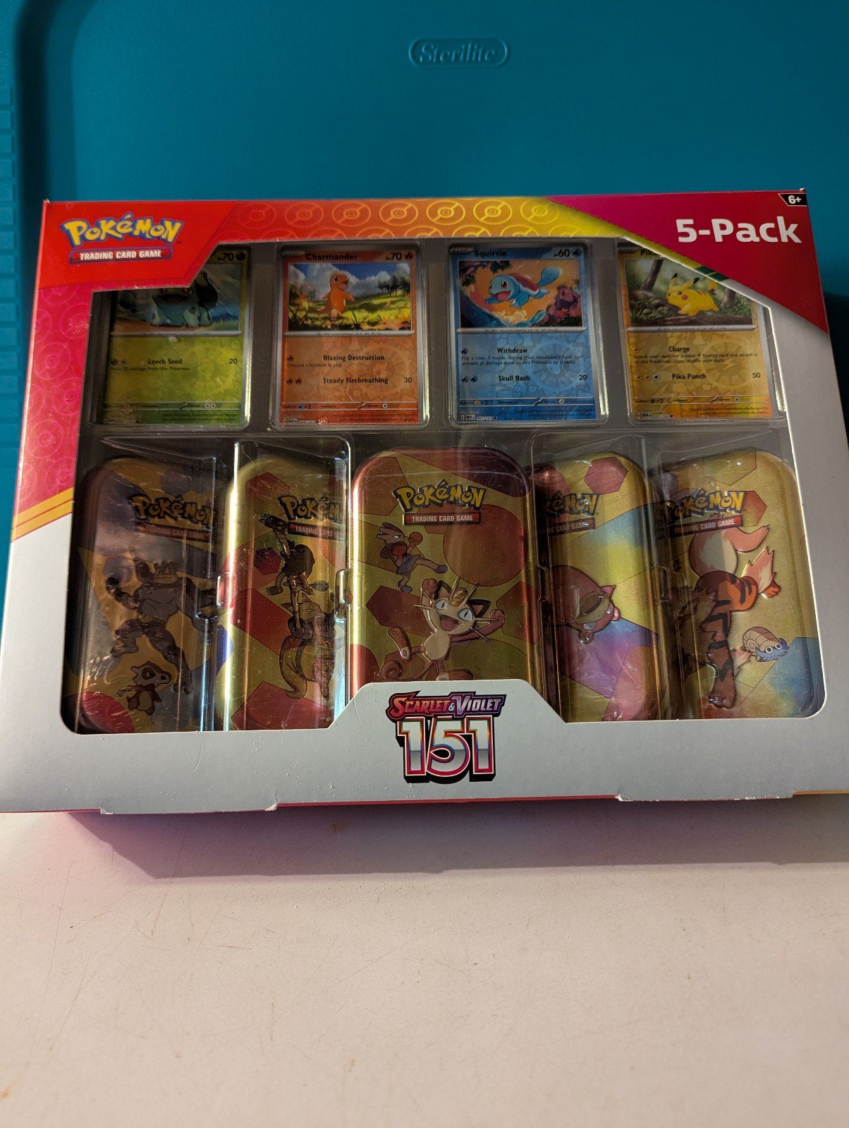 Pokemon Scarlet & Violet 151 Costco Exclusive 5 Tin w/ 4 Promos Sealed