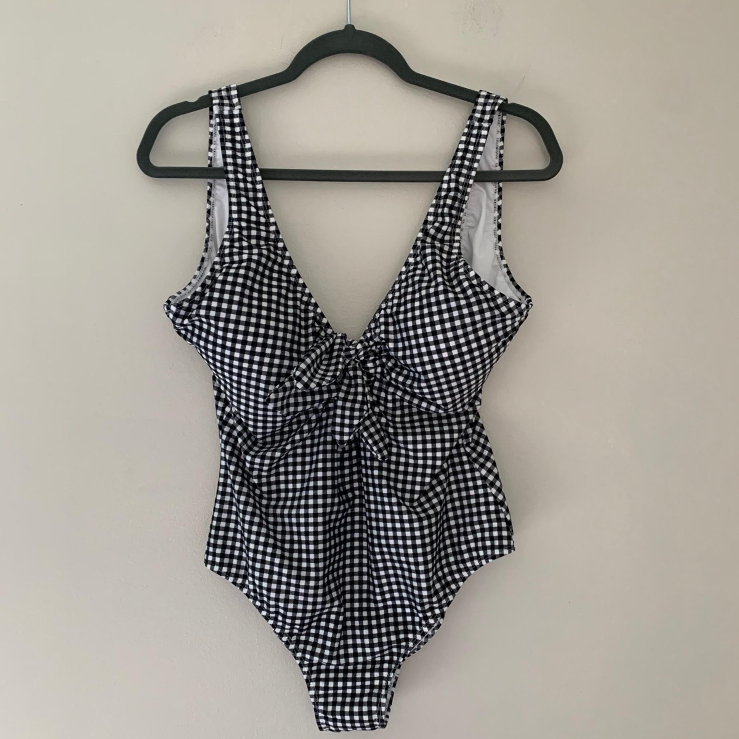 NWT Bongo Gingham One Piece Tie Front Gingham Swimsuit.