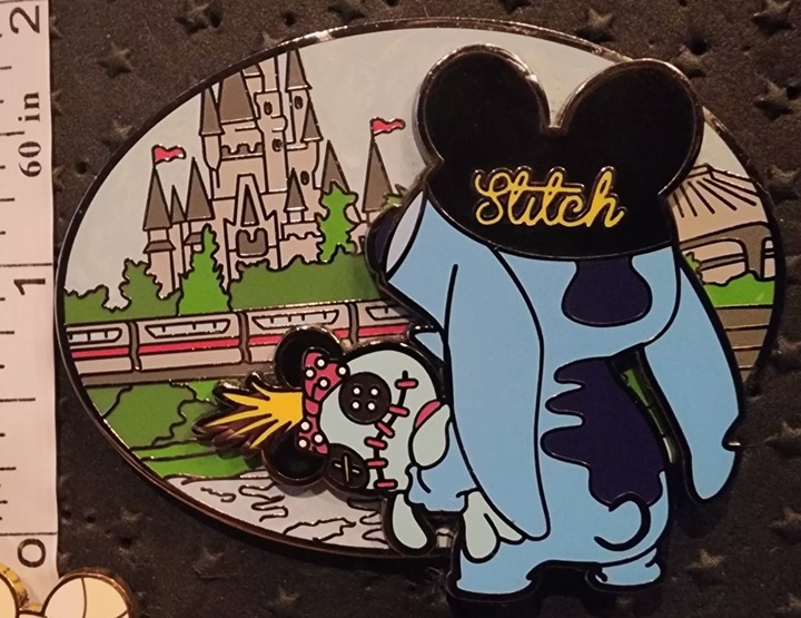 Rare Disney Fantasy Stitch Disneyland Monorail Scrump Doll Mickey Ears Pin!