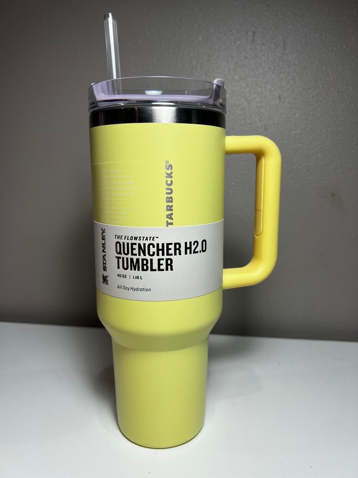 Stanley x Starbucks 40 oz Flowstate Tumbler - Yellow with Purple Lid DUPE