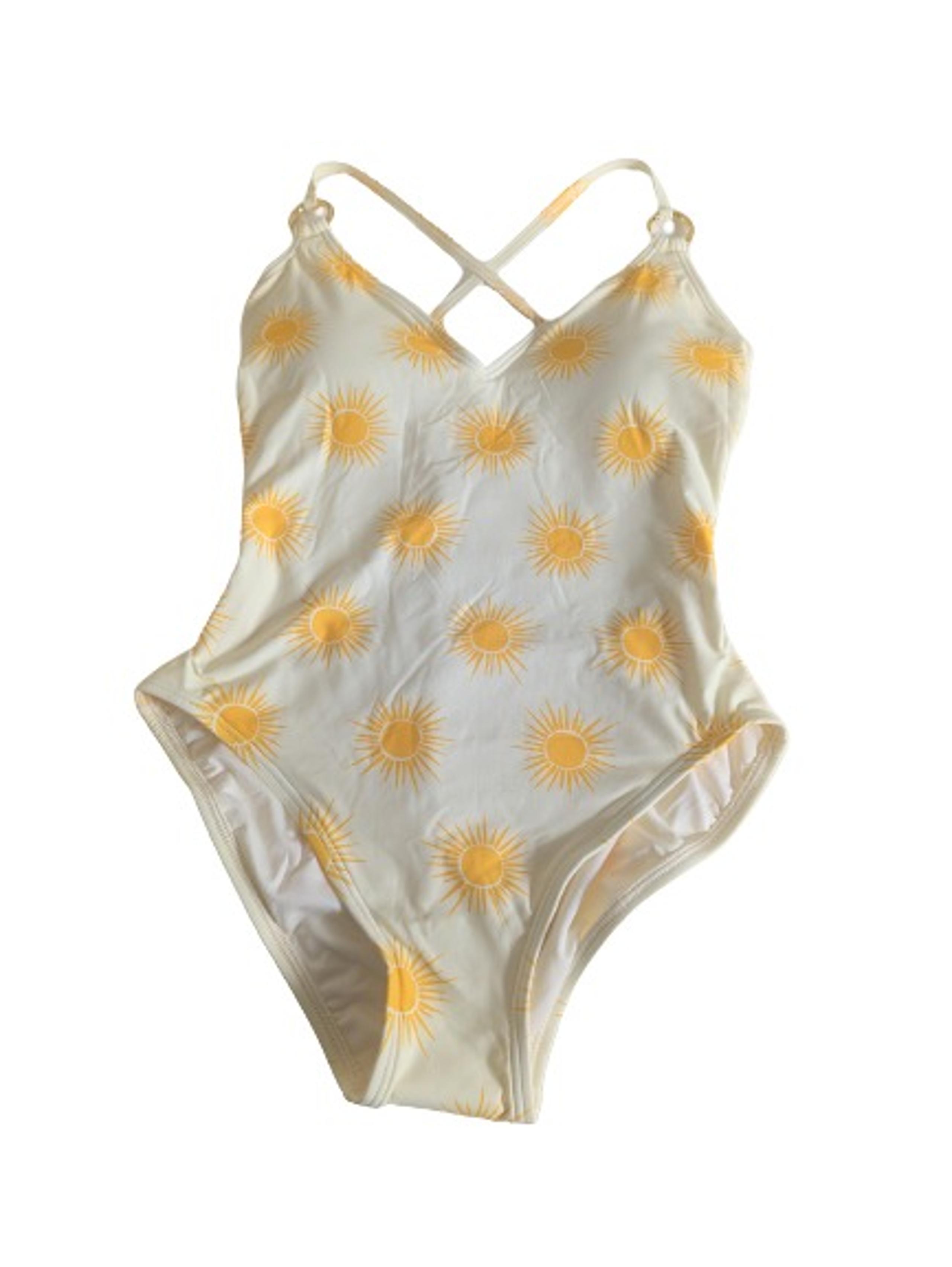 Kate Spade New York Women's V-Neck One-Piece Marigold Sun Print Swimsuit Sz. L
