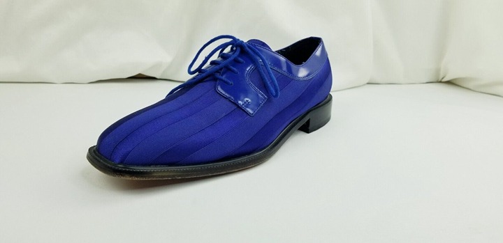 Giorgio Brutini Private Collection 7.5M Men's Blue Satin Fabric Striped Lace Up