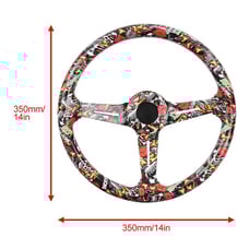 NEW JDM UNIVERSAL 350MM STICKERBOMB Acrylic Deep Dish 6 Holes Steering Wheel