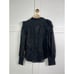 NEW Frame Lauren Ruffled Long Sleeve Button Down Black Sheer Blouse Top