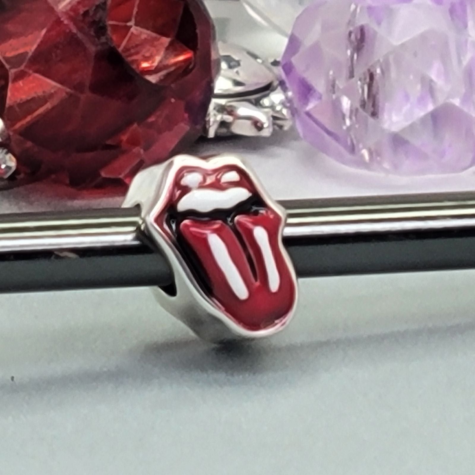 S925 Sterling Silver Rolling Stones Tongue Lips Music Charm