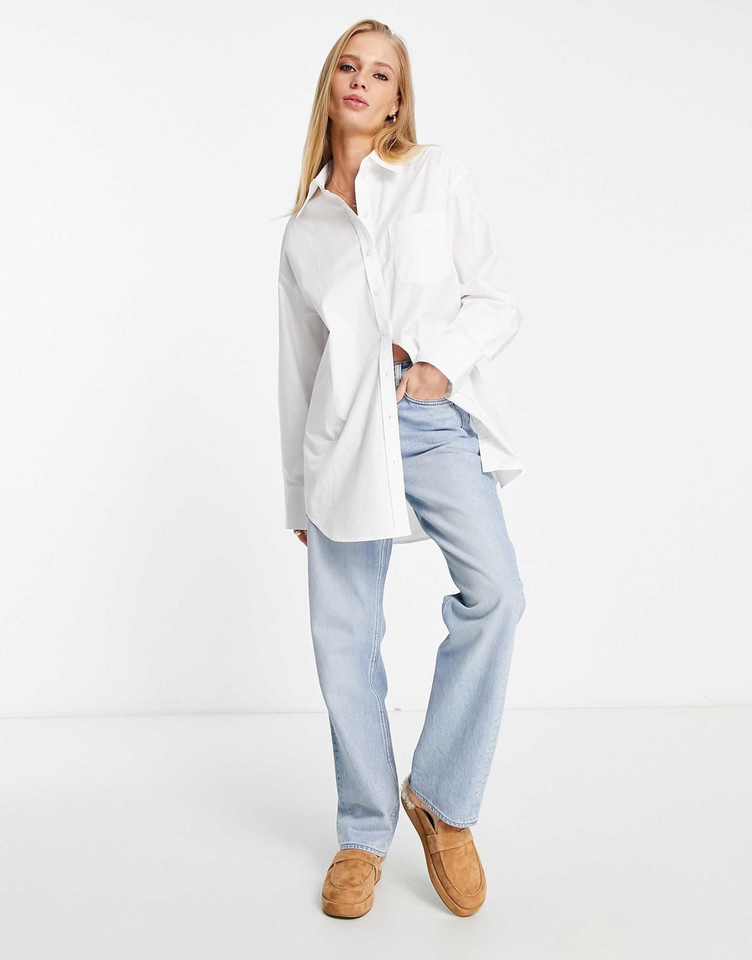 & Other Stories Crisp White oversized shirt buttons Cotton Work Preppy