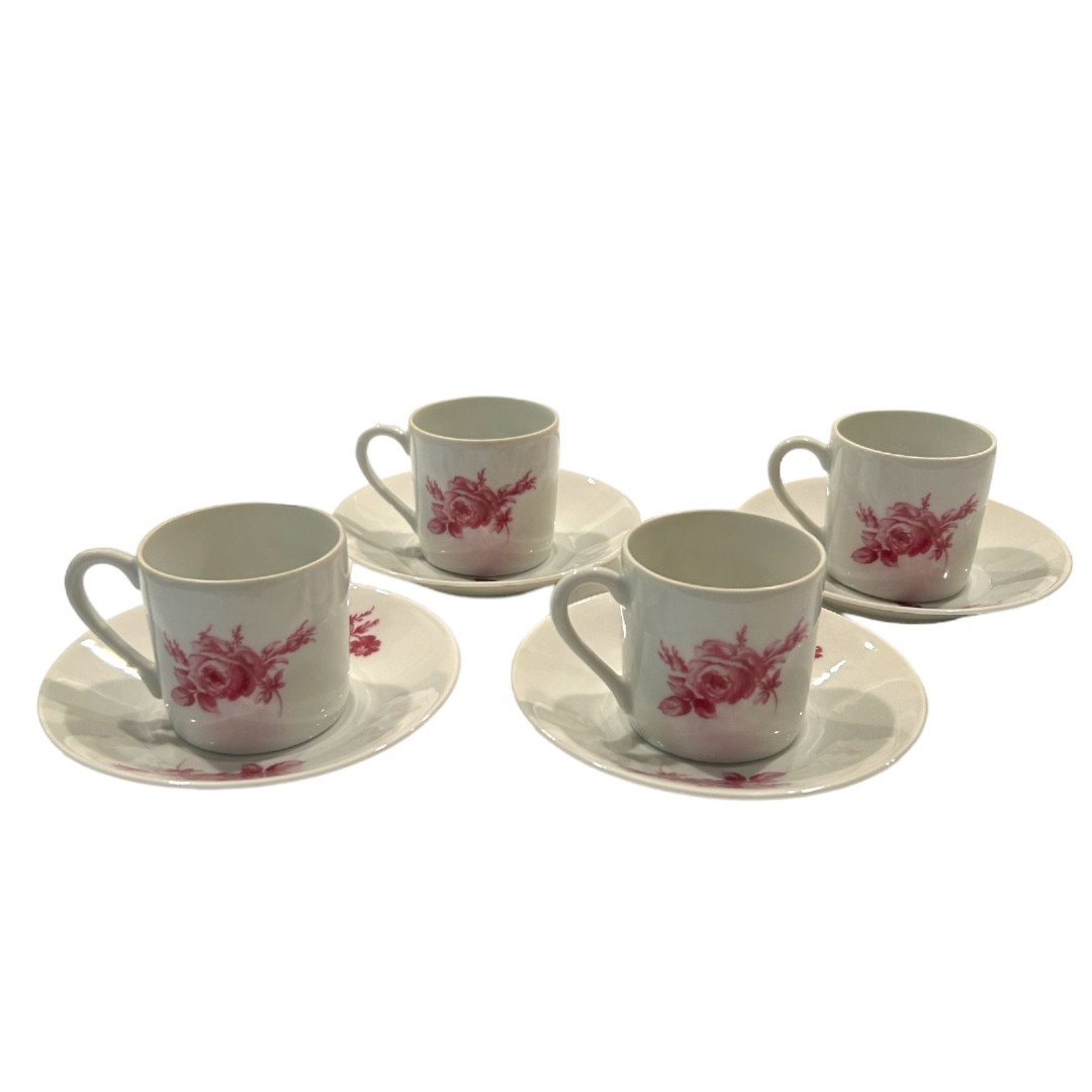 Vintage F. D. Chauvigny Porcelain Demitasse Teacup and Saucer (Set of 3)