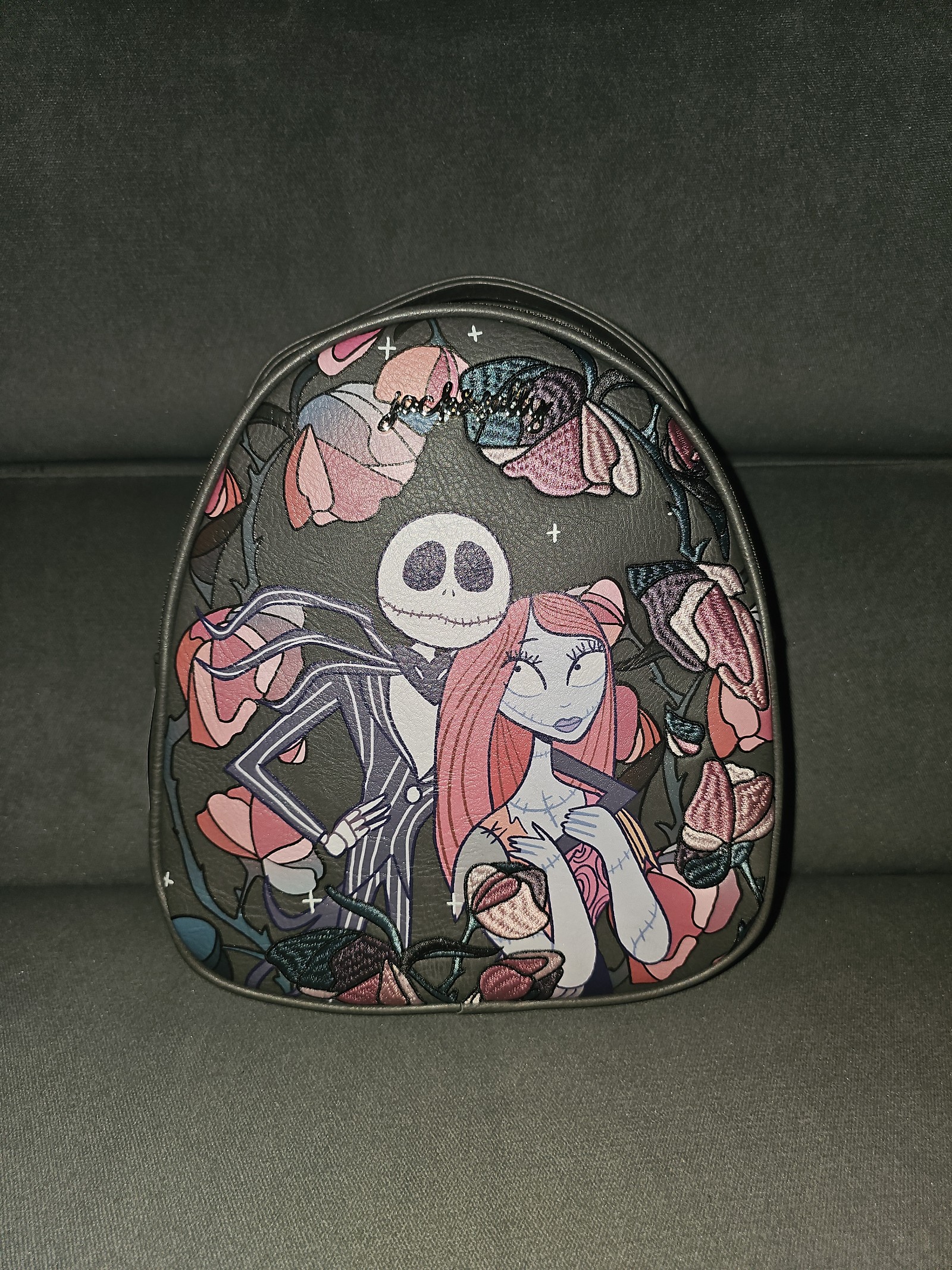 Disney Nightmare Before Christmas Jack Skellington & Sally Floral Mini Backpack
