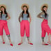 23/24 WAIST 1950s Quilted High Rise Pants Vintage Mid Century Hot Pink Barbie