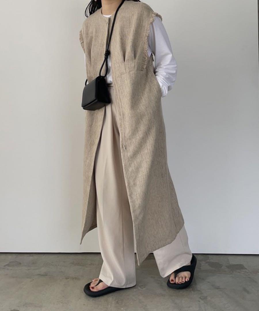 代引き手数料無料 Excellent Condition】lawgy beige / op vest fringe tweed トップス