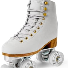 Tuosamtin Gray Roller Skates with Gold Accents, Size 10 Womens New in box