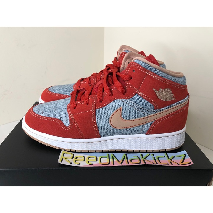 Jordan 1 Mid SE Denim Red GS 4.5Y