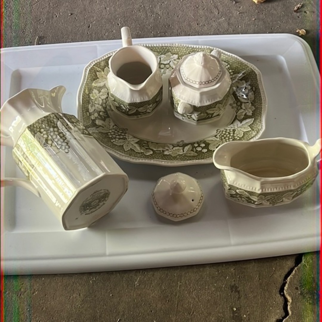 Kingston Ironstone Somerset Pitcher Sugar Bowl Creamer and Platter