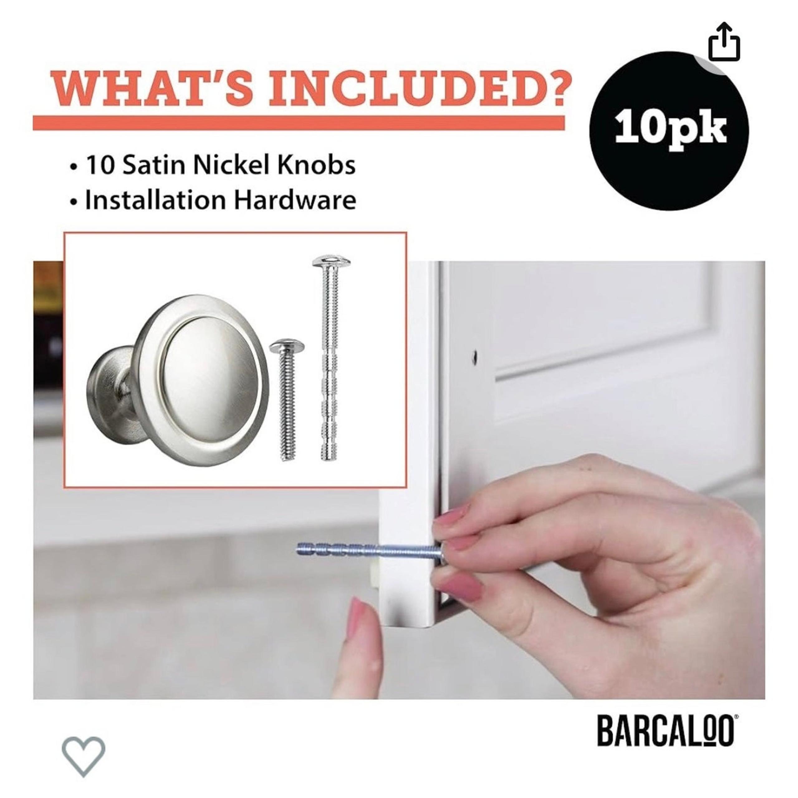 Barcaloo Satin Nickel Kitchen Cabinet Knobs 10 pack