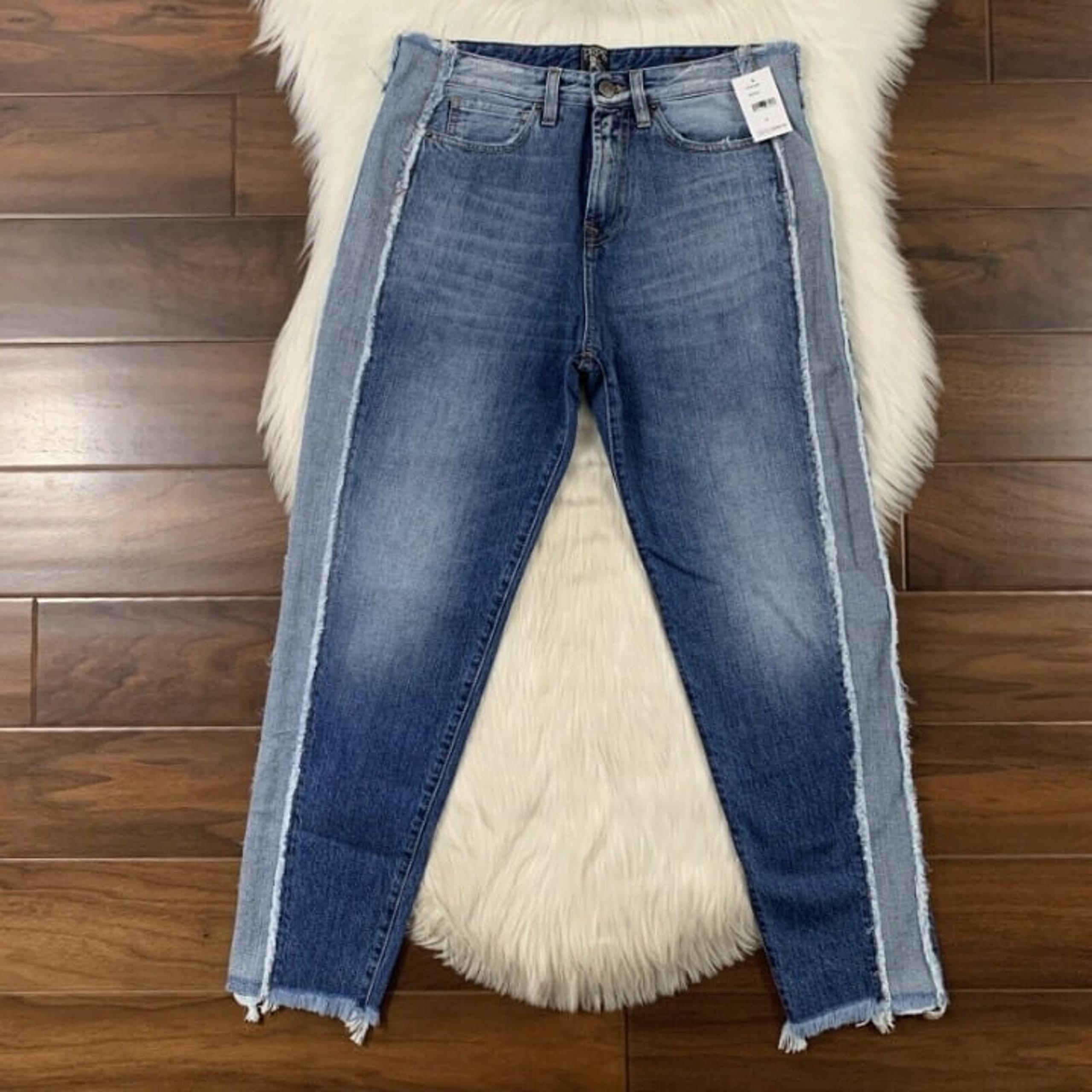 PRPS Women's Size 25 Two Tone Gourd Bel Air Boyfriend Denim Jeans Fringe Detail