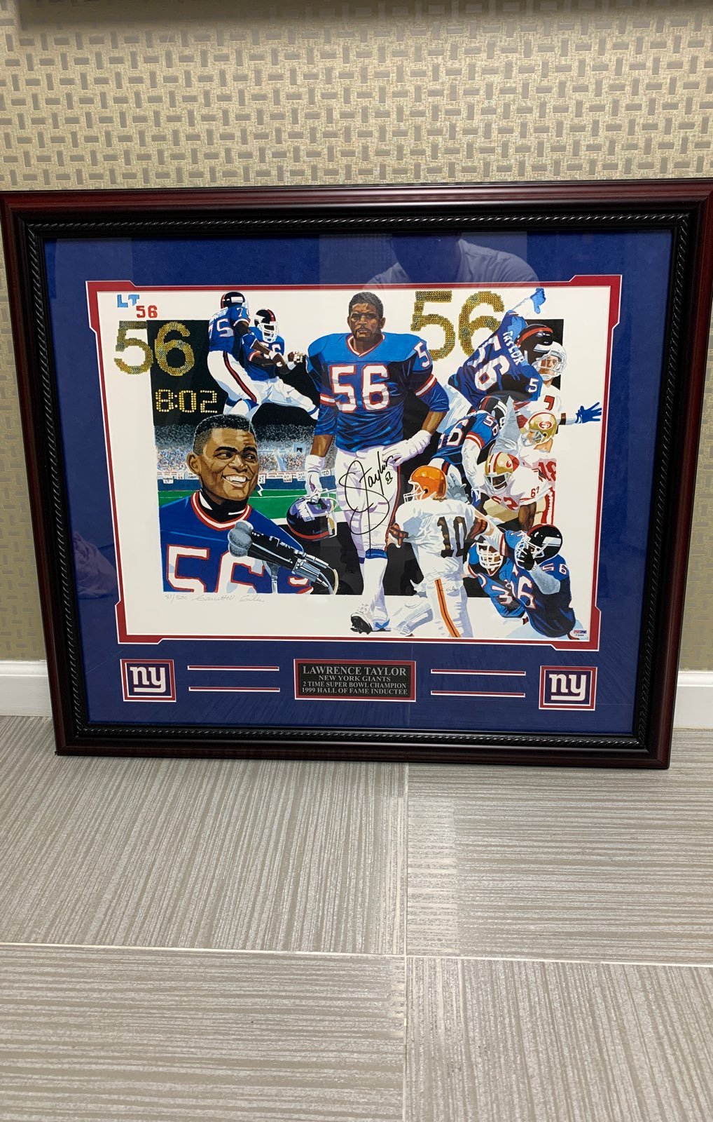 Lawrence taylor signed framed canvas psa