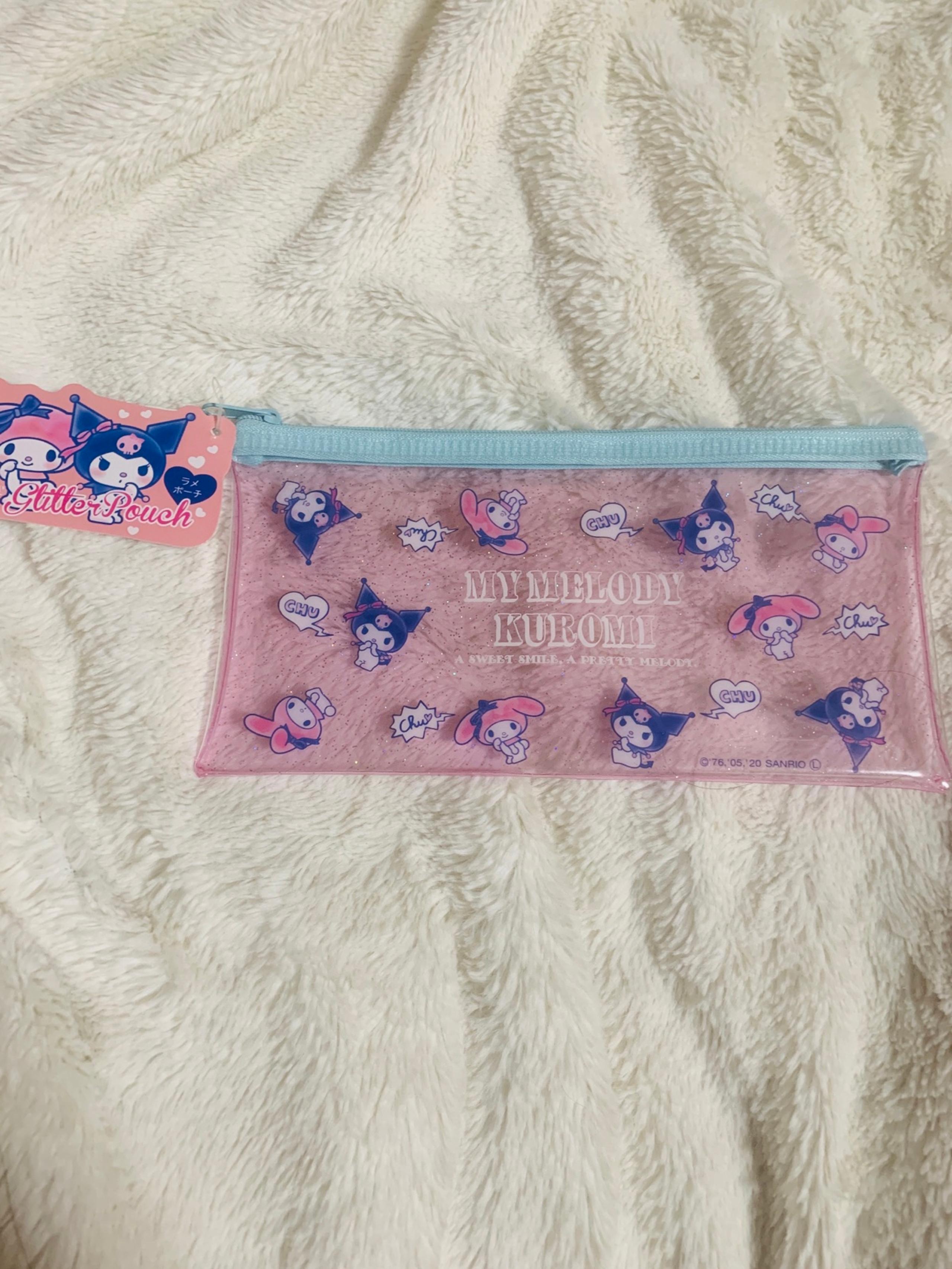 My Melody & Kuromi Glitter Zipper Vinyl Pouch Transparent Kawaii Official Sanrio