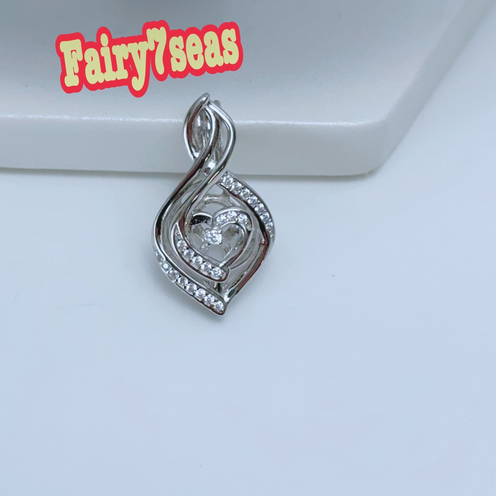 One's Heart Cubic Zirconia - Solid 925 Sterling Silver - Pearl Cage Pendant DIY