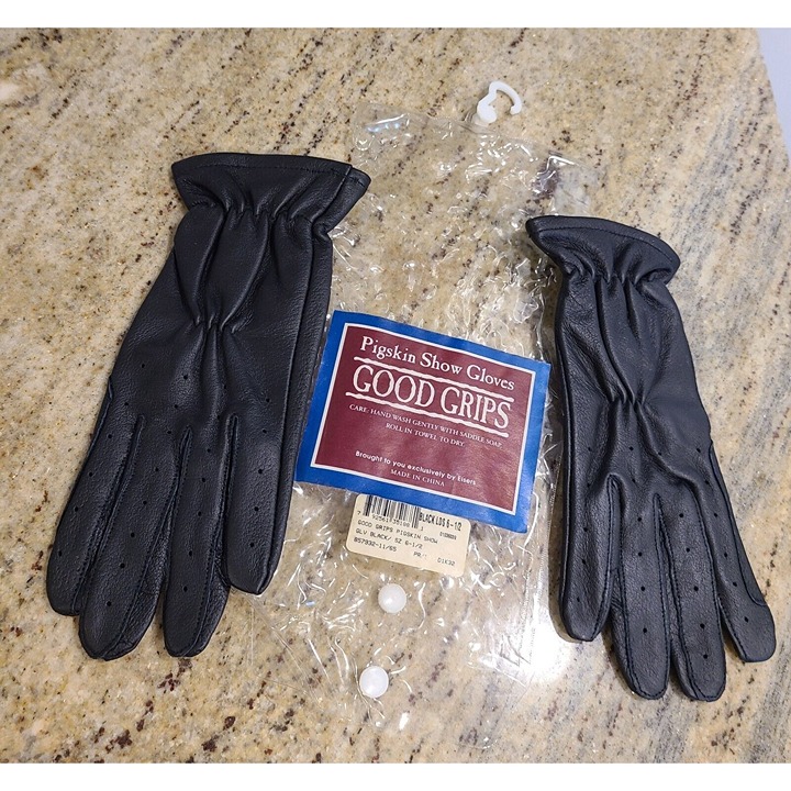 Vintage Eisers Size S 6.5 Good Grips Pigskin Show Gloves Black Leather