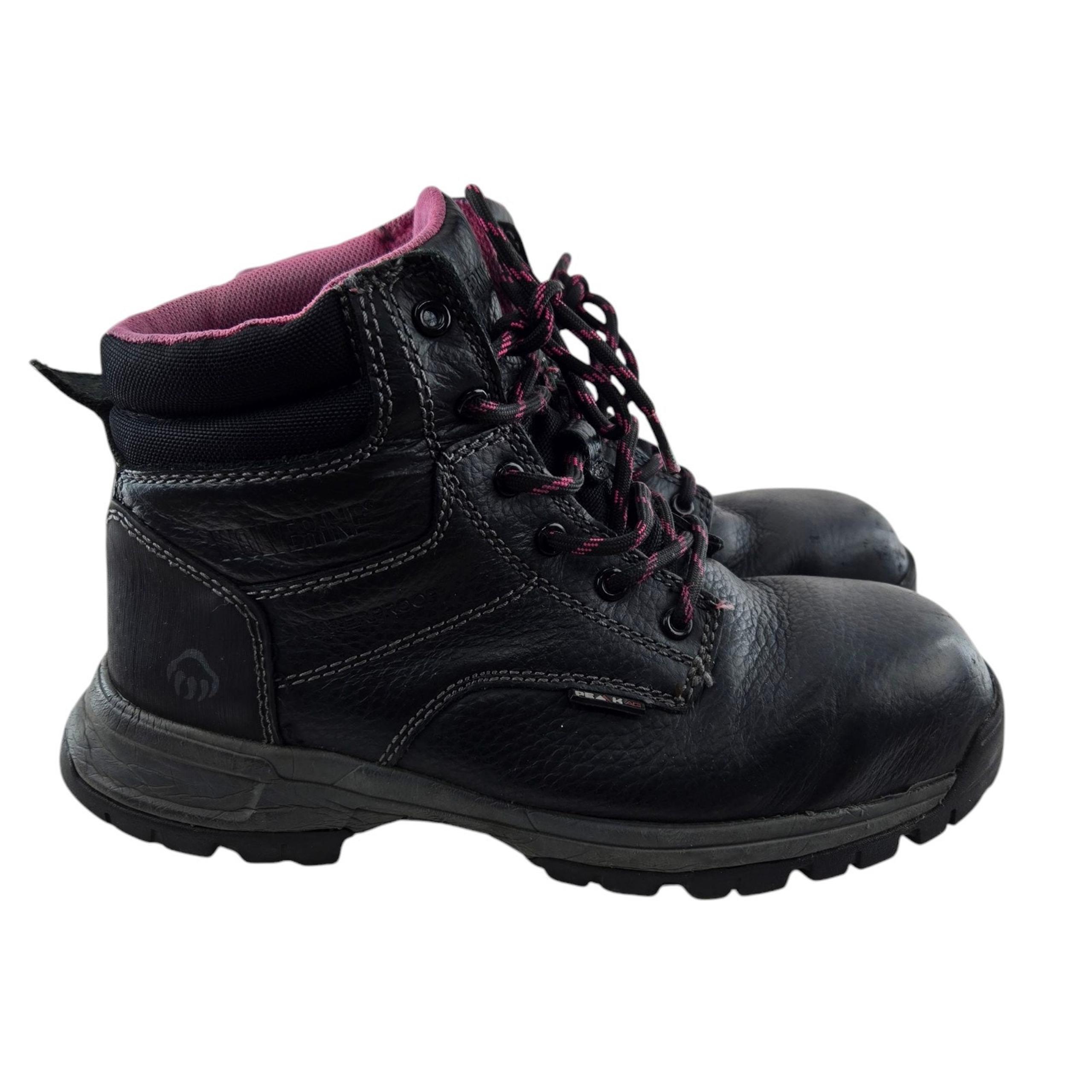 Wolverine Work Boots Womens 7 Piper Black Pink Waterproof Composite Toe Lace Up