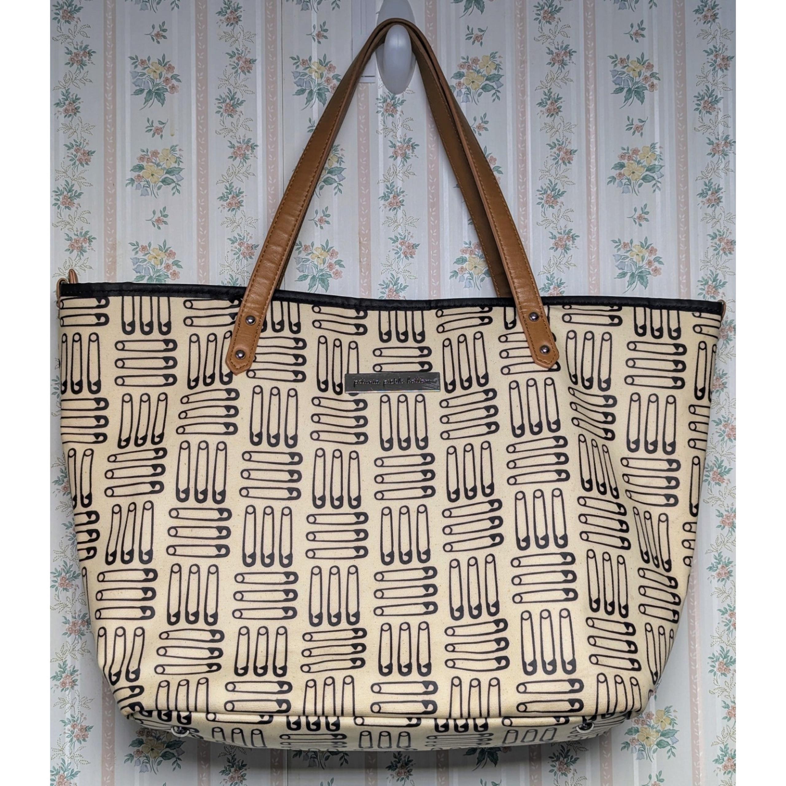 Petunia Pickle Bottom Downtown Tote Large Diaper Bag Allover Safety Pin Print