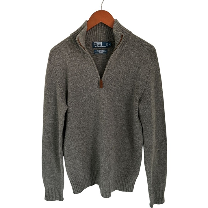 Polo Ralph Lauren Wool Angora 1/4 Zip Beige Sweater Size Small