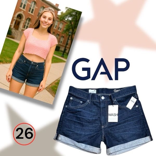 NWT Gap Women’s 26/2 Sexy Boyfriend Jean Shorts Dark Blue Denim