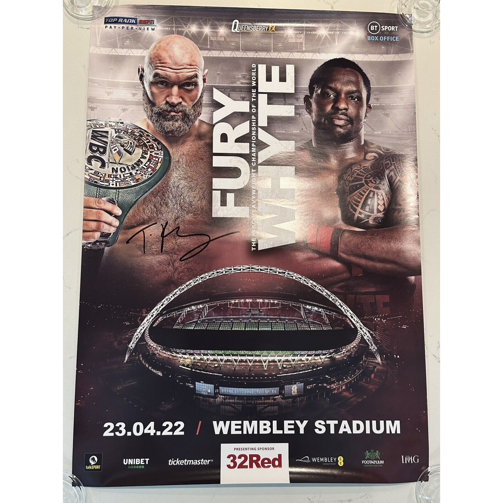 Tyson Fury SIGNED fight poster - FURY VS WHYTE OFFICIAL Fight Poster - Autograph