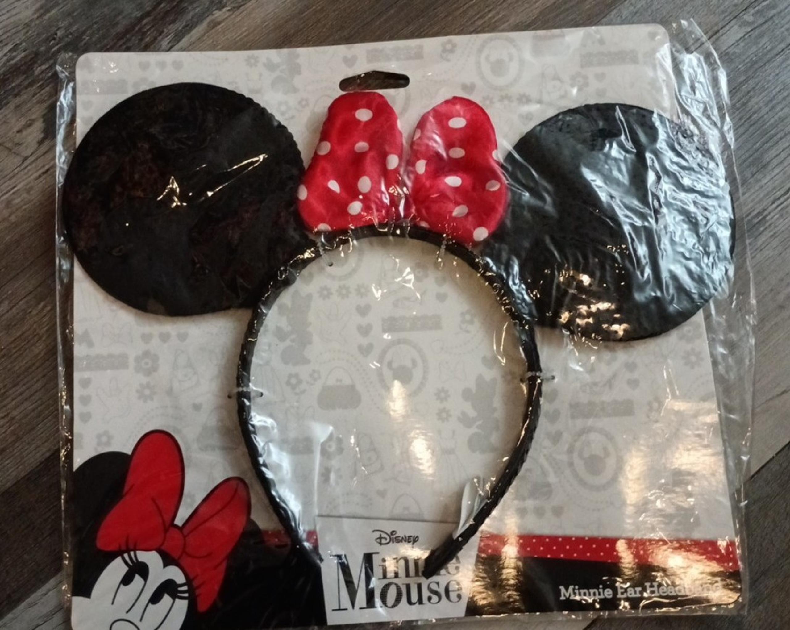 Minnie Mouse Ears Headband Black And  Red Satin Bow Birthday Party Favors NEW