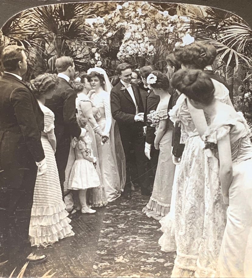 Antique Stereoview Old Photo Wedding