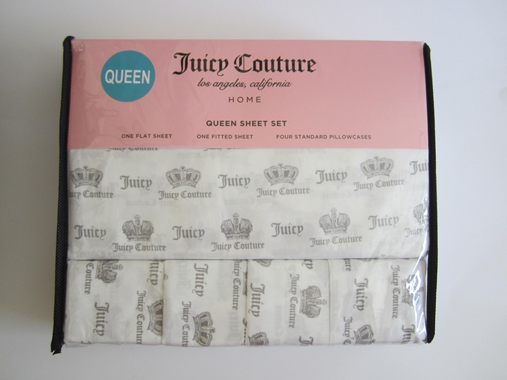 Juicy Couture Crown Queen Sheet Set White Grey
