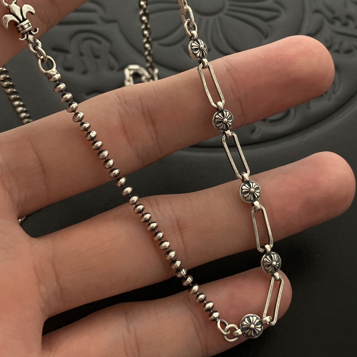 s925 sterling silver unique vintage keck splicing sweater necklace female light