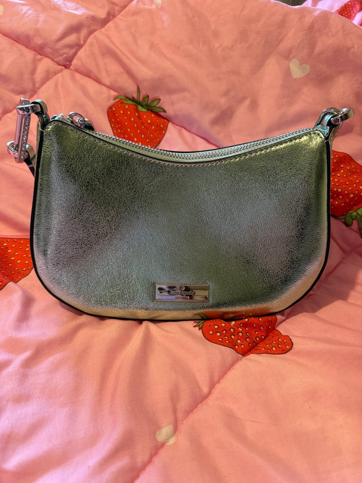Kate Spade Nina Metallic Shoulder Bag Green Seawater