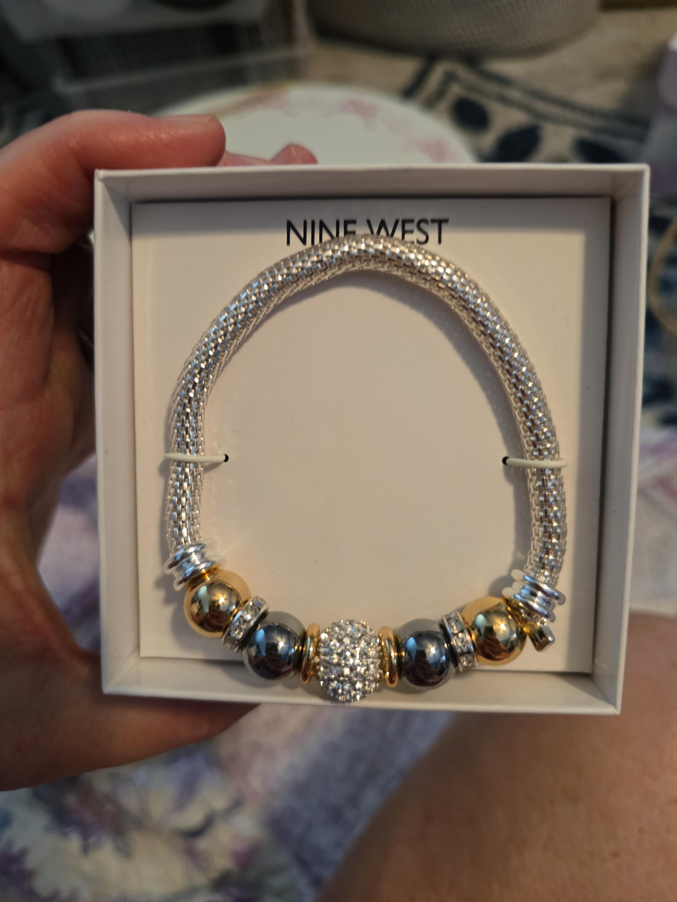 Nine West Silver and Gold Tone Stretch Bracelet NIB