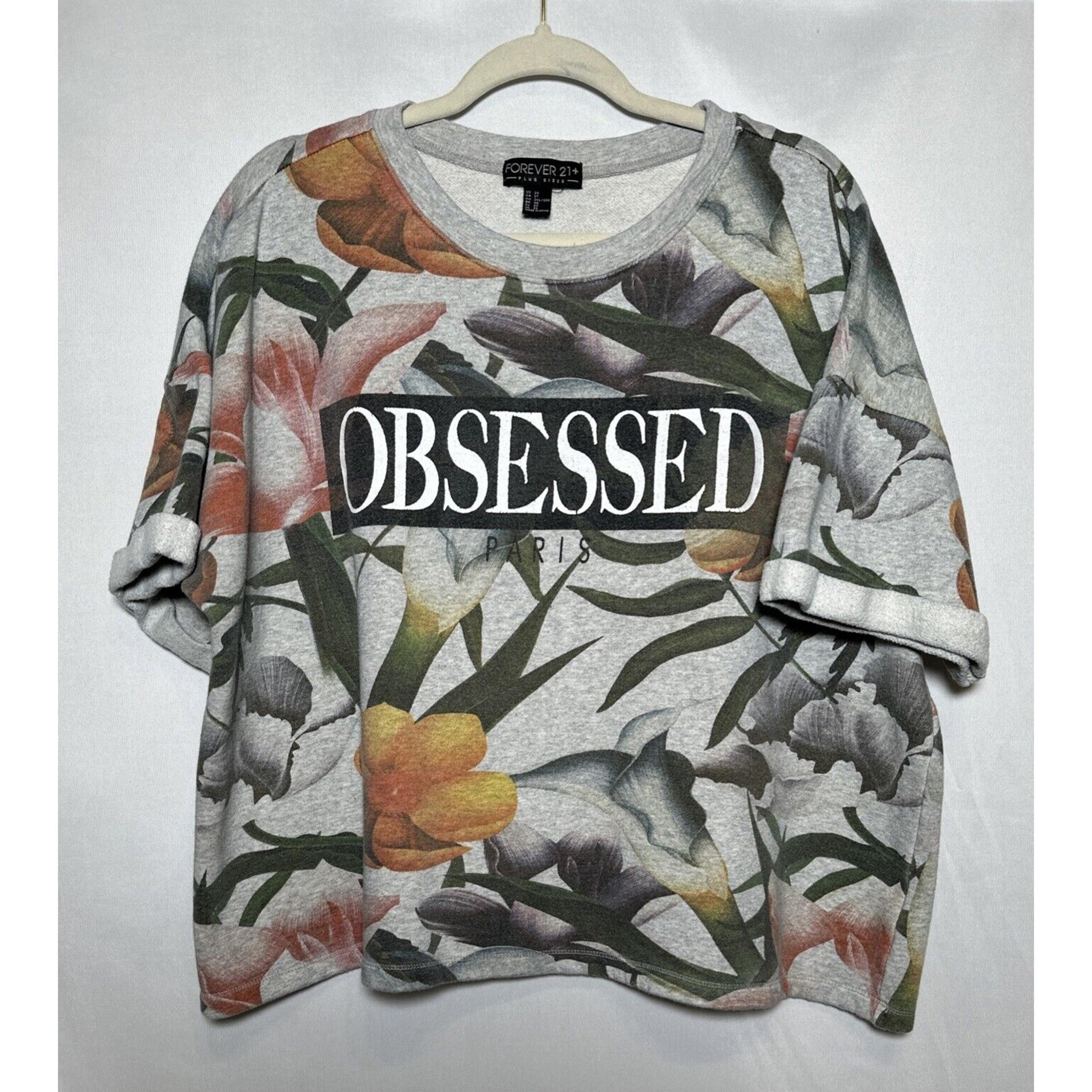Vintage Rare OBSESSED PARIS By Forever 21 Women Crewneck Sweatshirt Size 2X
