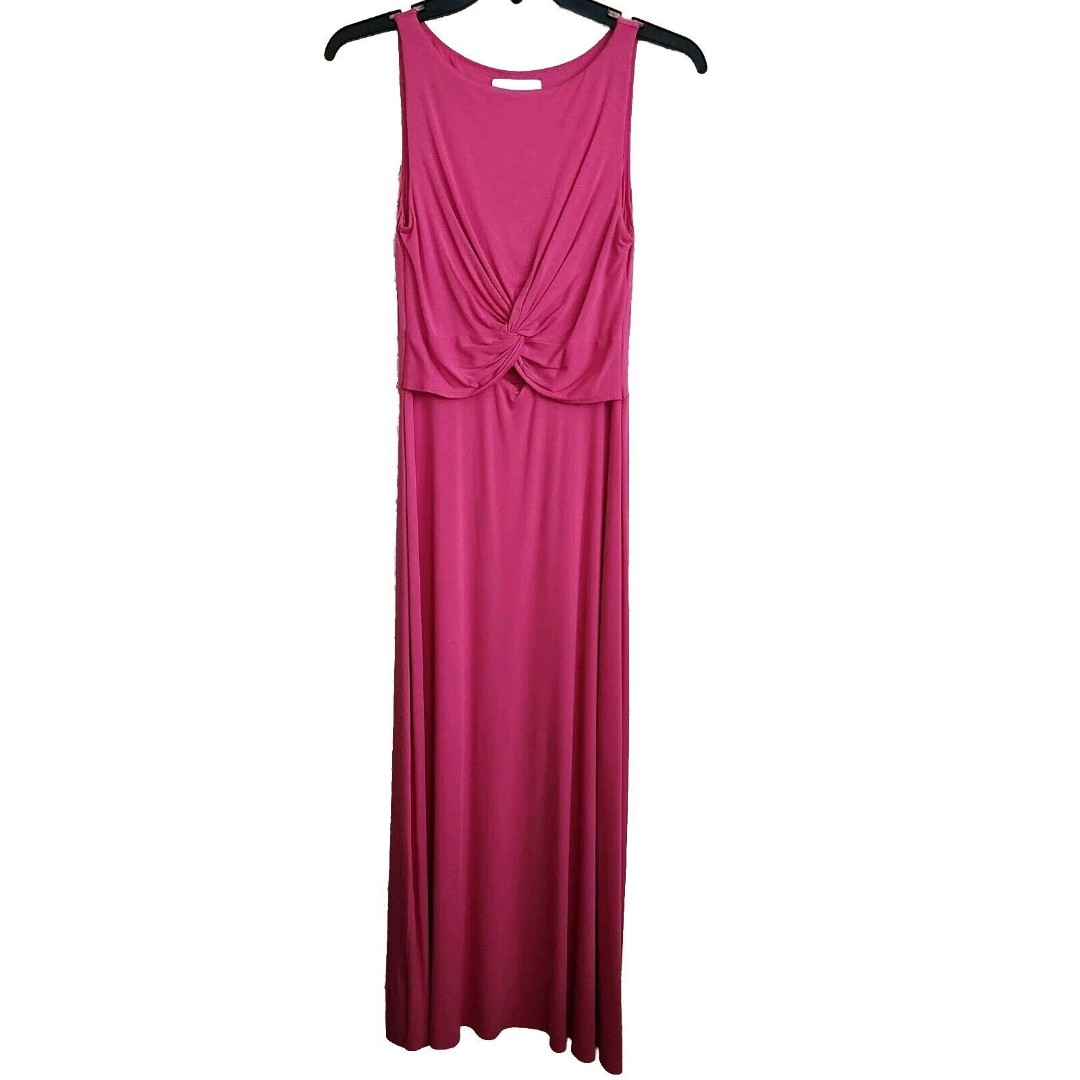 Bailey 44 Delphi Knotted Cutout Midriff Maxi Dress Sleeveless Size S Hot Pink