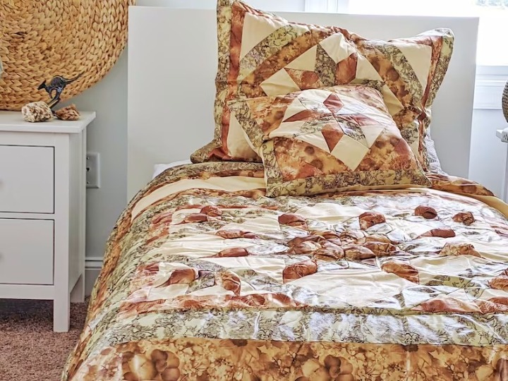 Country Rustic Camo Earthy Floral Sandy Beige Green Patchwork