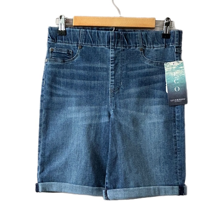 Liverpool Bixby Women’s Size 29 / 8 Bermuda Cuff Stretch Pull On Jean Shorts NEW