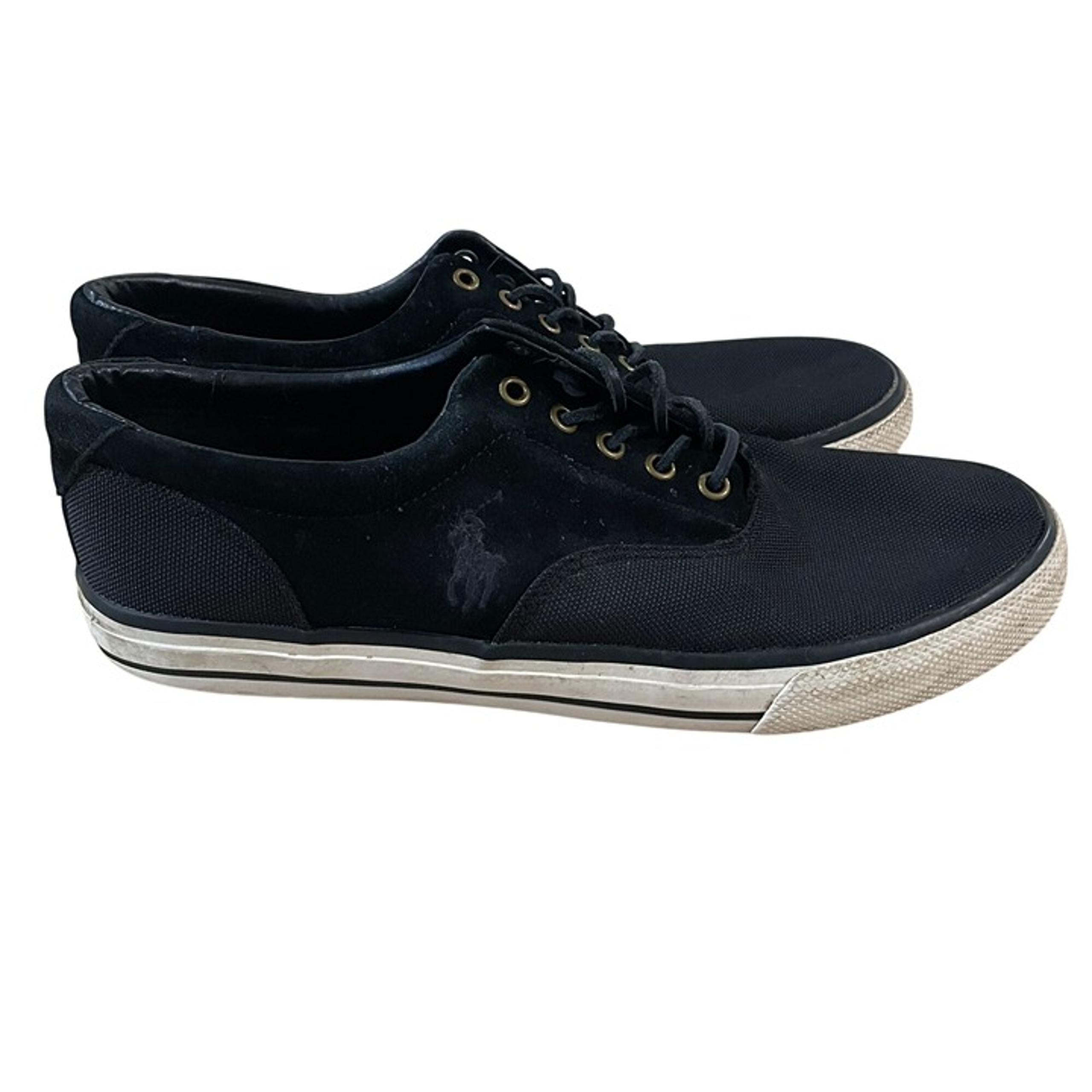 Polo Ralph Lauren Men's Vaughn Saddle Shoes Size Size 12 D Black Canvas & Suede
