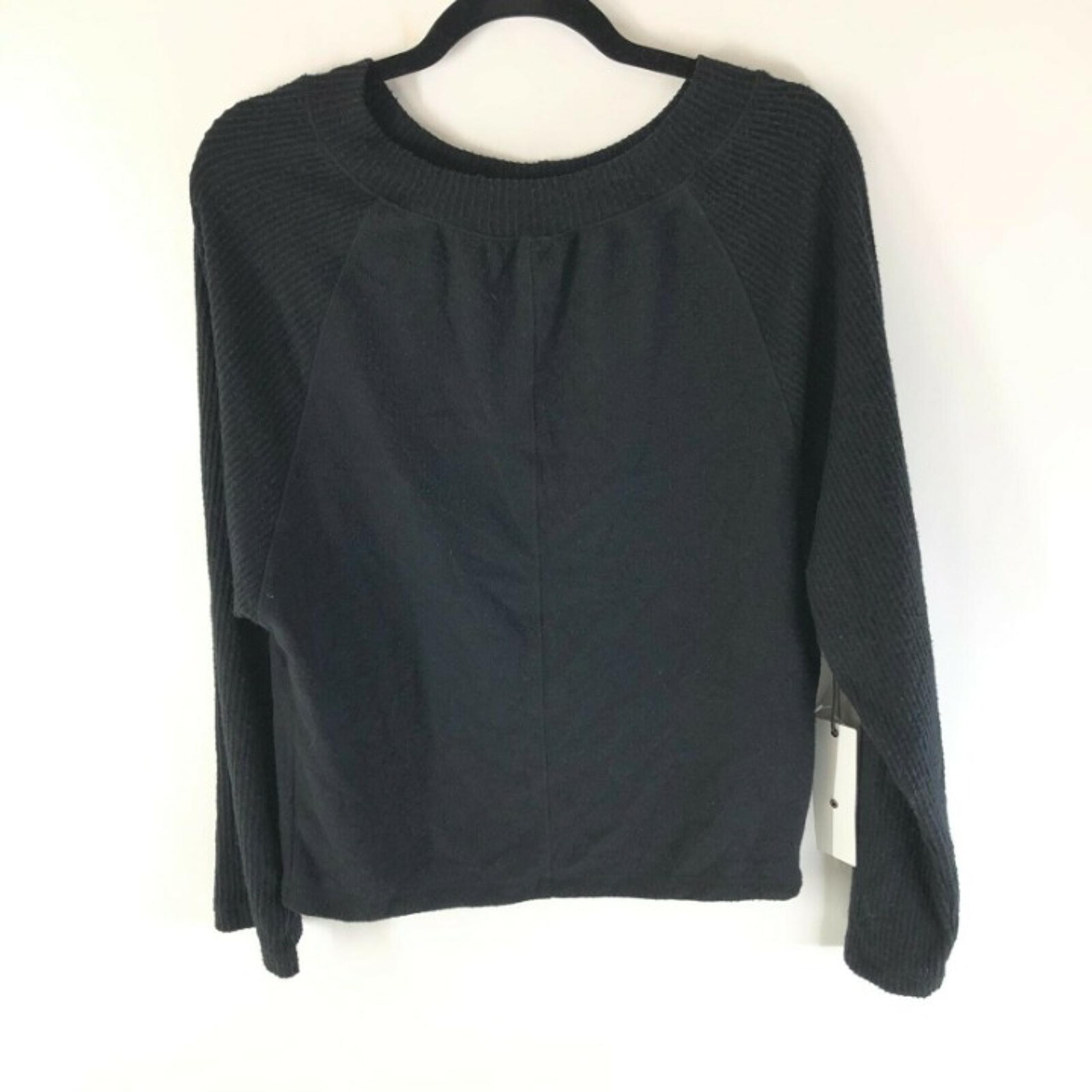 Treasure & Bond Womens Sweater Ribbed Knit Scoop Neck Black Size XS