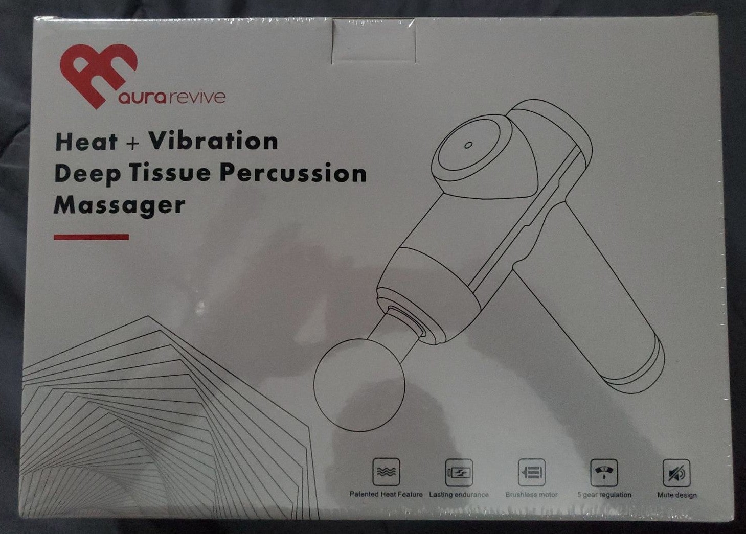 Aura Revive Heat And Vibration Deep Tissue Percussion Massager 8 pc New Factory